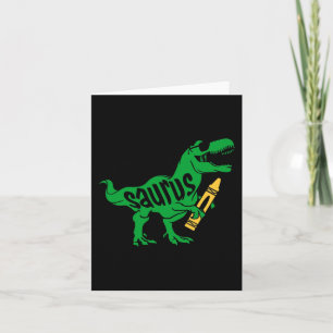 Cartão Crianças Primeiro Dia de Meninas Pré K Saurus Trex
