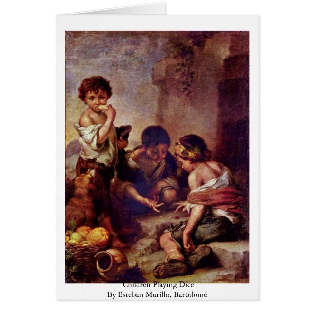 Cartão Crianças que jogam dados (Frente)