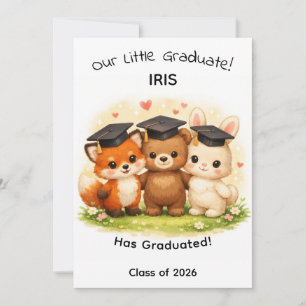Cartão Crianças Raposa Urso Coelho Floresta Graduação