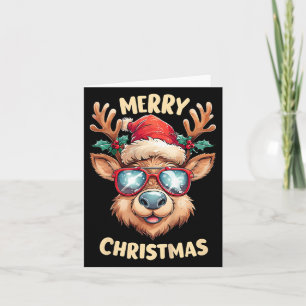 Cartão Crianças Reindeer Feliz Natal Santa Hat Xmas Toddl
