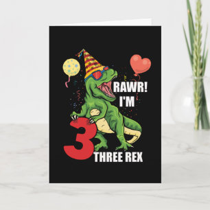 Cartão Crianças Três Rex 3 Anos Festa de Aniversário 3