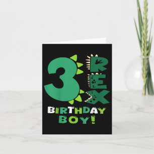 Cartão Crianças Três Rex Birthday aniversário de 3 anos D
