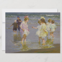 Cartão Crianças Vadeando na Praia (por E.H. Potthast)