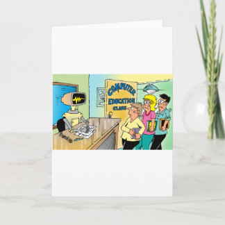 Cartão Crianças veem professor de robô na aula de computa