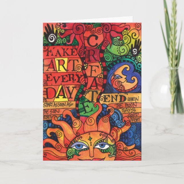 Cartão Criar arte todos os dias (Frente)