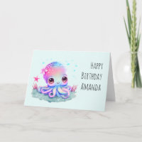 Criatura do Mar de Octopus Cute Aniversário