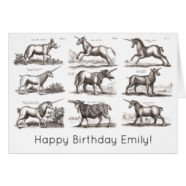 Cartão Criatura Mágica Clássica do Unicórnio Antiquado (Frente Horizontal)