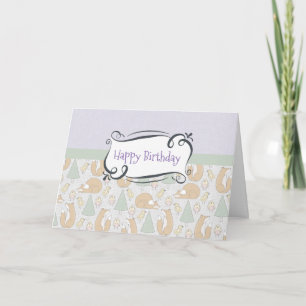 Cartão Criaturas Caprichosas da Floresta Feliz Aniversári