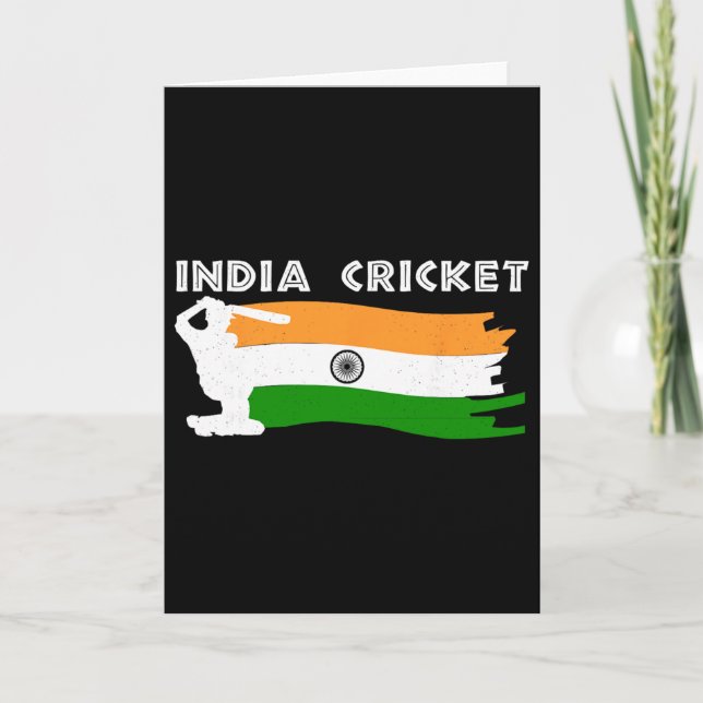 Cartão Cricket da Índia Com Bandeira Indiana  (Frente)