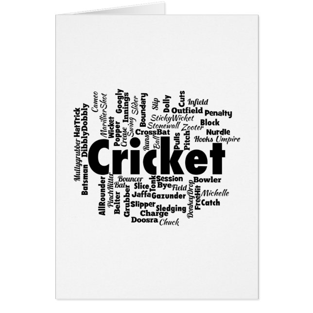 Cartão Cricket Word Cloud (Frente)