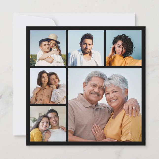 Cartão Crie a sua própria cor editável da colagem de foto (Frente)