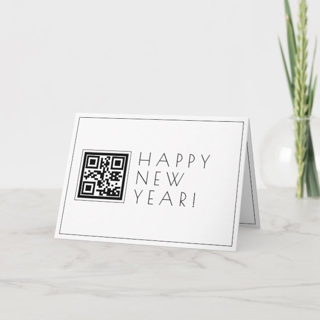 Cartão Crie instantaneamente código QR | Feliz Ano Novo E (Frente)