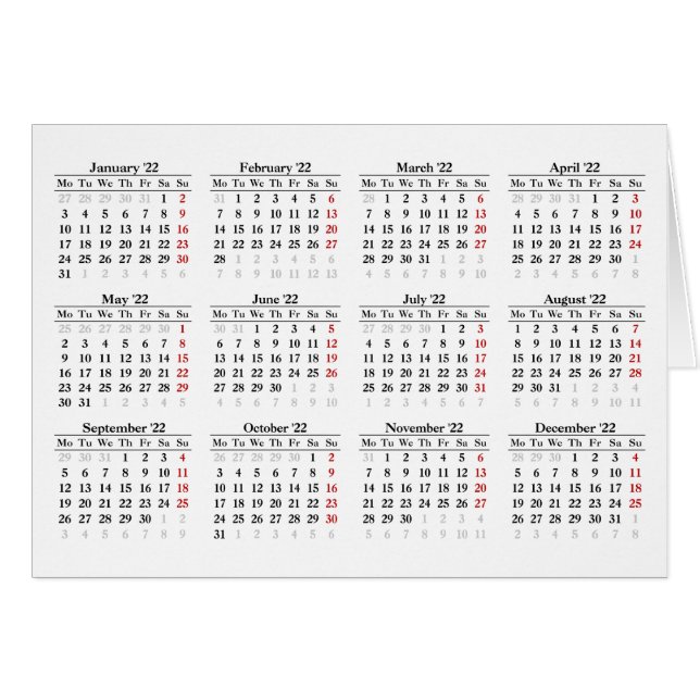Cartão Crie seu próprio calendário para 2022 (Frente horizontal)