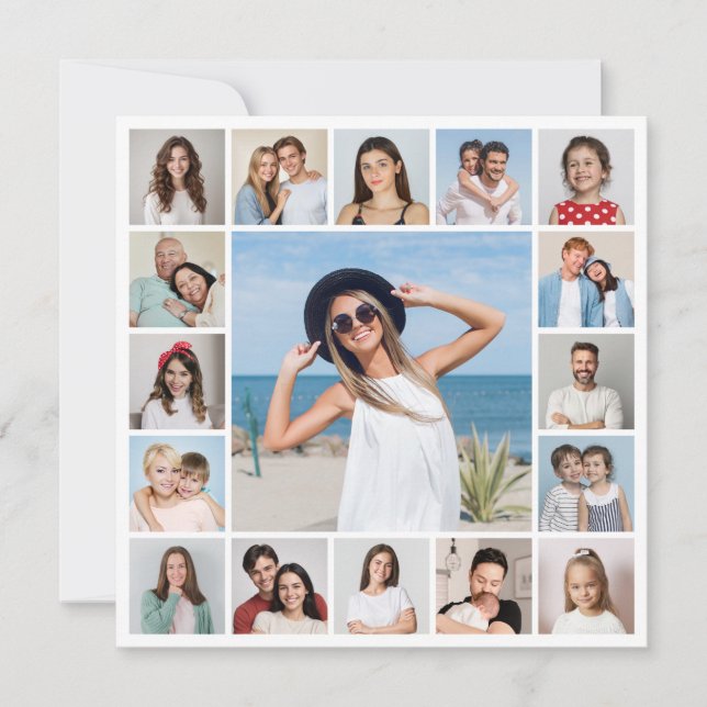 Cartão Crie Seu Próprio Colagem de 17 Fotos (Frente)