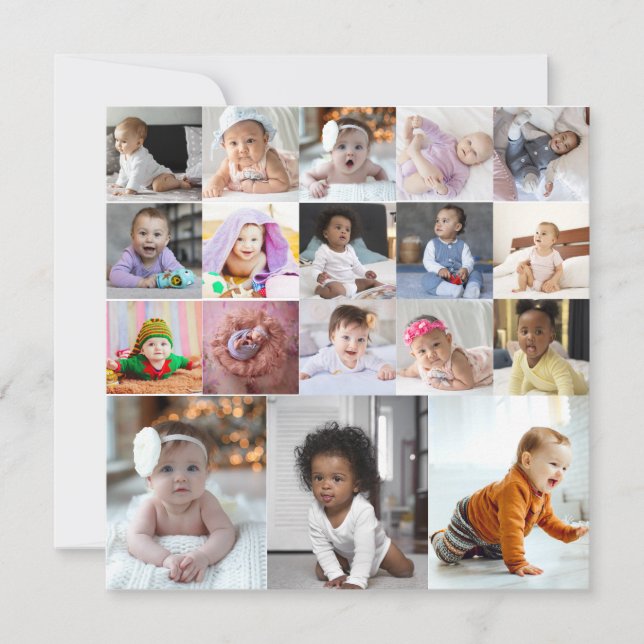 Cartão Crie Seu Próprio Colagem de 18 Fotos (Frente)