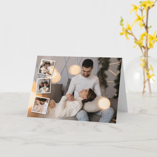 Cartão Crie seu próprio colagem de 4 fotos (Flor Amarela)