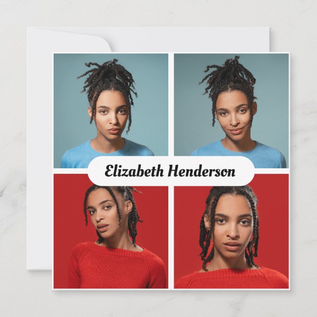 Cartão Crie seu próprio colagem de 4 fotos (Frente)