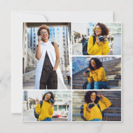 Cartão Crie Seu Próprio Colagem de 5 Fotos