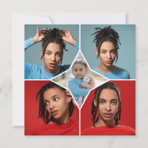 Cartão Crie Seu Próprio Colagem de 5 Fotos