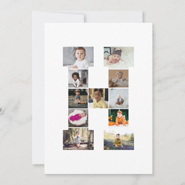 Cartão Crie Seu Próprio Colagem de Fotos com a Letra H (Frente)
