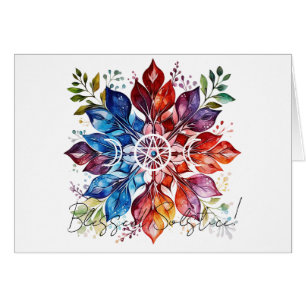 Cartão Crie Seu Próprio Floco de Neve Floral Colorido Yul