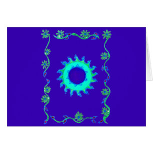 Cartão Crie sua própria Arte Floral Azul Iridescente