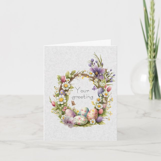 Cartão Crie sua própria cesta de ovos e flores silvestres (Frente)