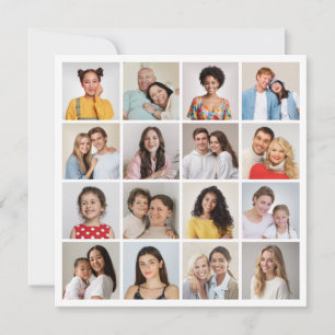 Cartão Crie Sua Própria Colagem de 16 Fotos para Qualquer