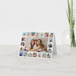 Cartão Crie Sua Própria Colagem de 21 Fotos Editável em C