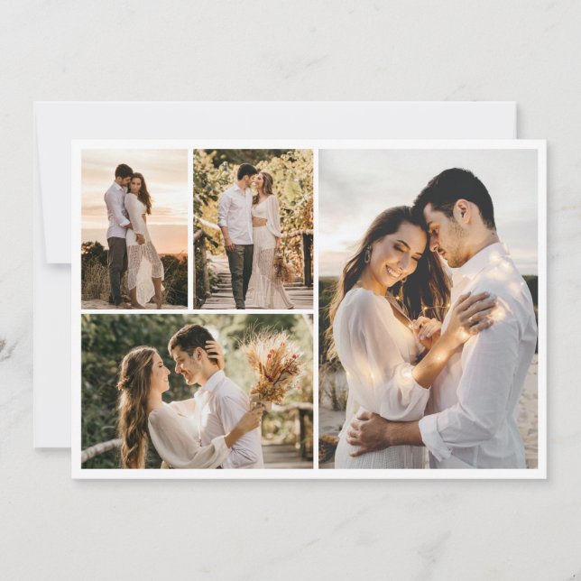 Cartão Crie Sua Própria Colagem de 4 Fotos (Frente)