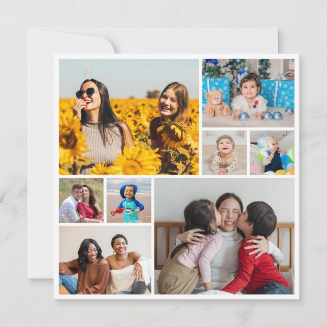 Cartão Crie Sua Própria Colagem de 8 Fotos (Frente)