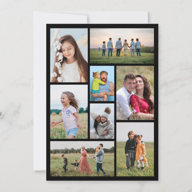 Cartão Crie sua própria colagem de 8 fotos (Frente)