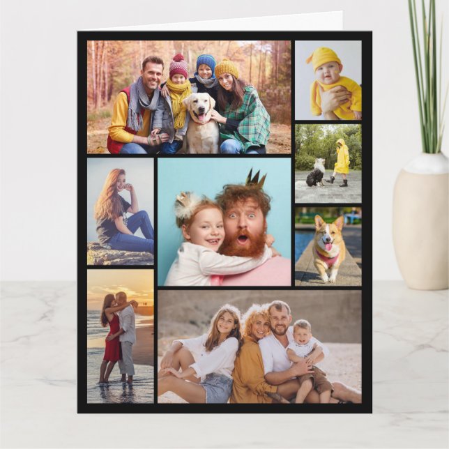 Cartão Crie Sua Própria Colagem de 8 Fotos (Frente)