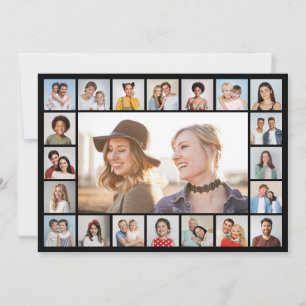 Cartão Crie Sua Própria Colagem de Fotos 21 Cor Editável