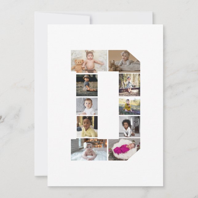 Cartão Crie Sua Própria Colagem de Fotos com a Letra D (Frente)