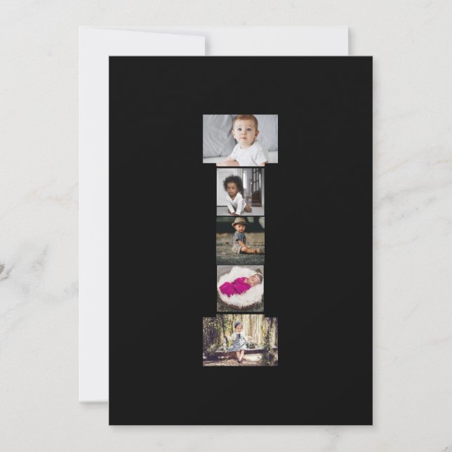 Cartão Crie Sua Própria Colagem de Fotos com a Letra I (Frente)