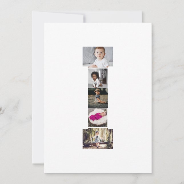 Cartão Crie Sua Própria Colagem de Fotos com a Letra I (Frente)