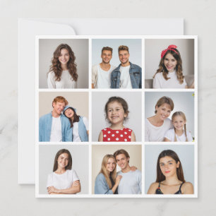 Cartão Crie Sua Própria Colagem de Fotos de 9 Fotos para 