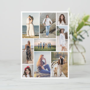 Cartão Crie Sua Própria Colagem de Fotos de 9 Fotos para 