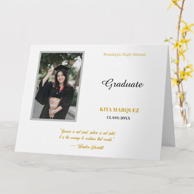 Cartão Crie sua própria foto de formatura simples de 8,5" (Flor Amarela)
