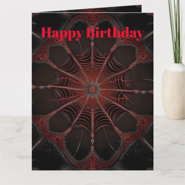 Cartão Crimson Web: Dança Fractal com a aranha Redback (Frente)