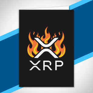 Cartão Criptomoeda XRP Cripto Chamas Laranja Fogo Derrete