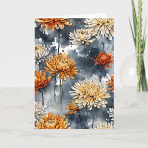 Cartão Crisântemo - Flores em aquarela