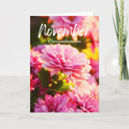 Cartão Crisântemo Rosa de Novembro Flor do Mês de Nascime