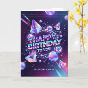 Cartão Cristal Holográfico Celebre Brilho Aniversário