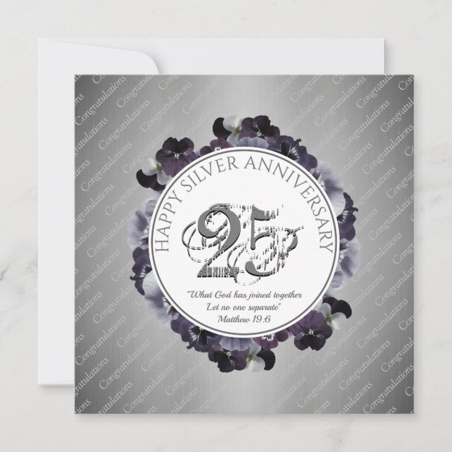 Cartão cristão | Aniversário de Casamento 25 SILVER (Frente)