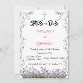 Cartão Cristão de Salve a Data com Cruz