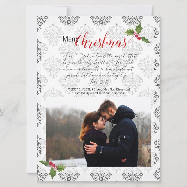 Cartão Cristão Religioso de Foto John 3:16 (Frente)