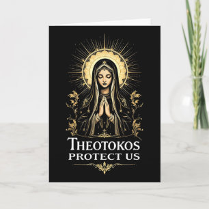 Cartão Cristianismo Ortodoxo Santa Maria Theotokos Protej