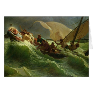 Cartão Cristo adormecido em seu barco